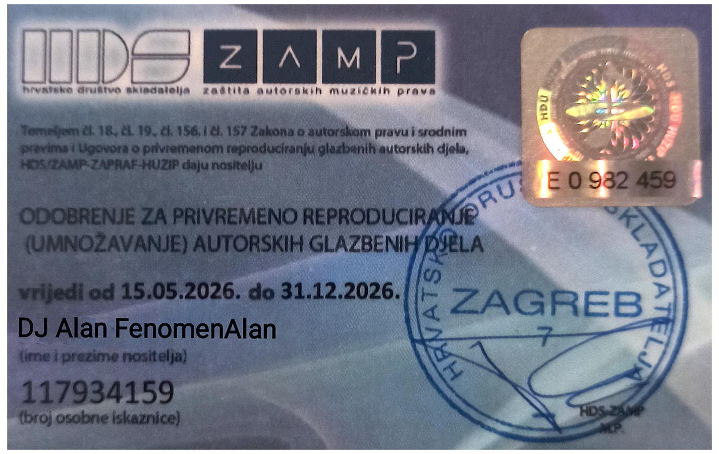 ZAMPA licenca - Alan FenomenAlan